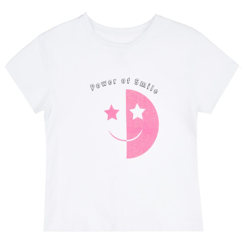 Тениска със Smile за момиче, бяла  382127