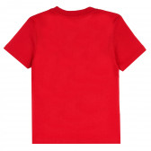 Памучна тениска с цветни надписи за момче, червена ALG 382134 4