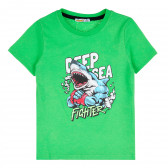 Тениска с акула за момче, зелена ALG 382139 