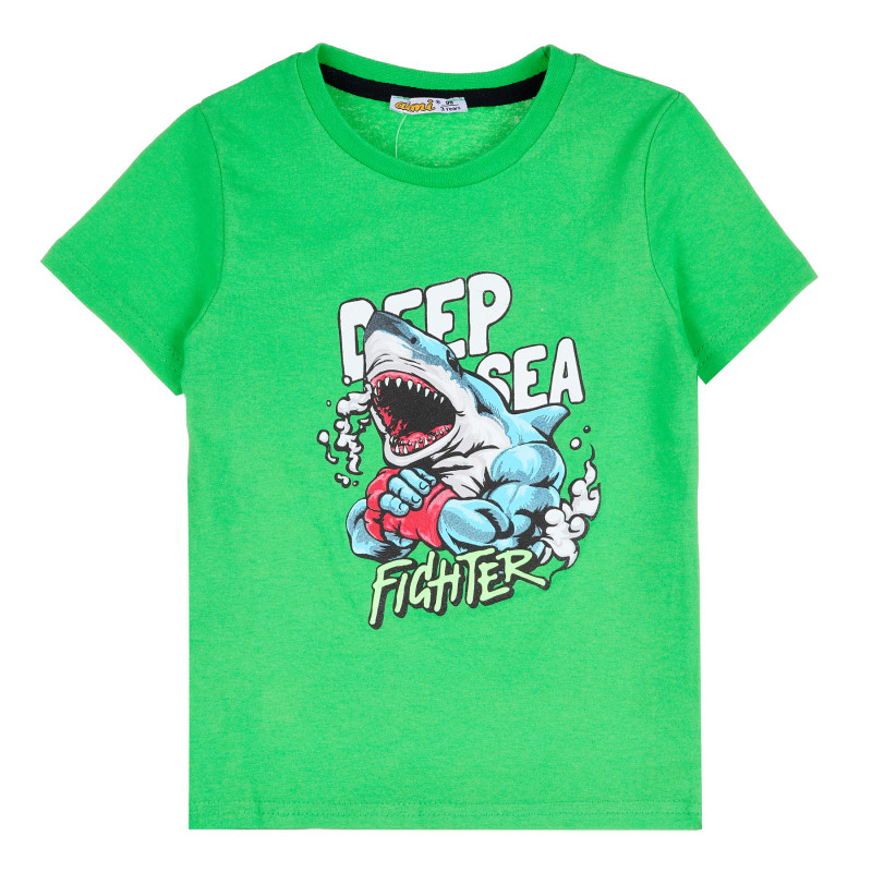 Тениска с акула за момче, зелена  382139