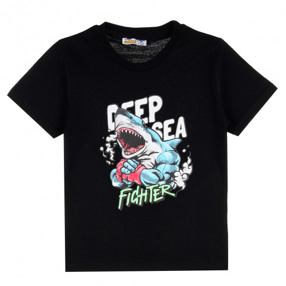 Тениска с акула за момче, синя ALG 382147 