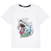 Тениска с акула за момче, бяла ALG 382151 