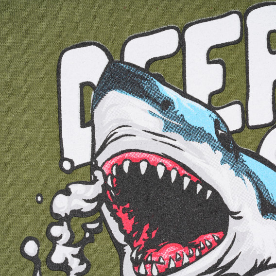 Тениска с акула за момче, тъмно зелена ALG 382157 3