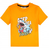 Тениска с акула за момче, оранжева ALG 382159 