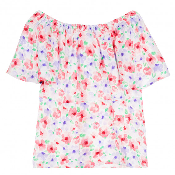 Блуза с къс ръкав за момиче, лилави и червени цветя ALG 382203 4