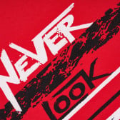 Памучна тениска Never Look Back за момче, червена ALG 382205 2