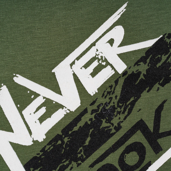 Памучна тениска Never Look Back за момче, зелена ALG 382209 2