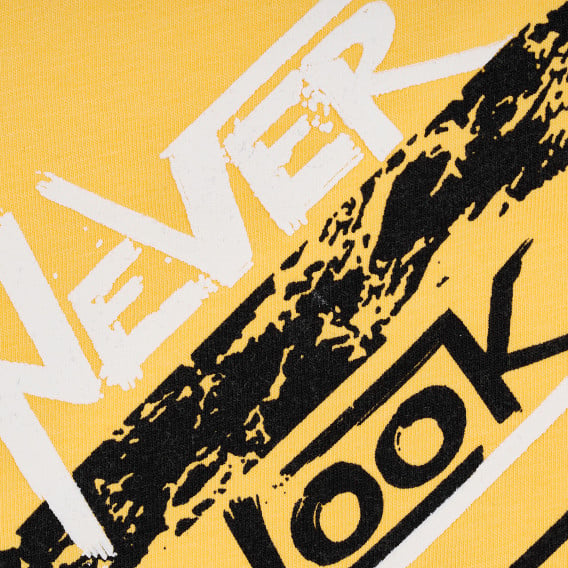Памучна тениска Never Look Back за момче, жълта ALG 382218 3