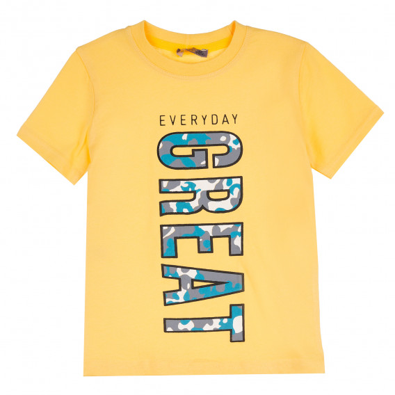 Памучна тениска Great за момче, жълта ALG 382236 