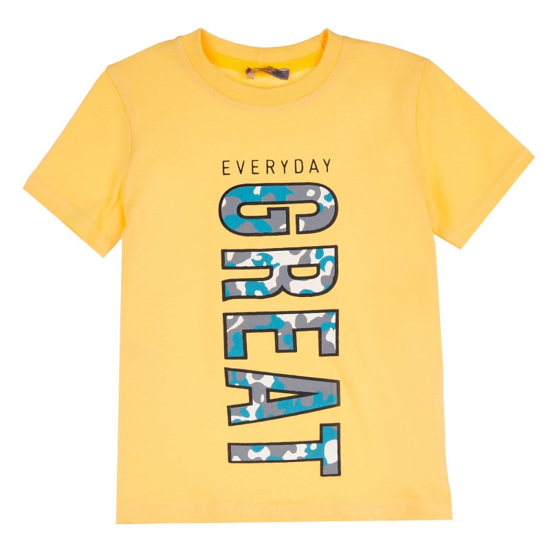 Памучна тениска Great за момче, жълта  382236