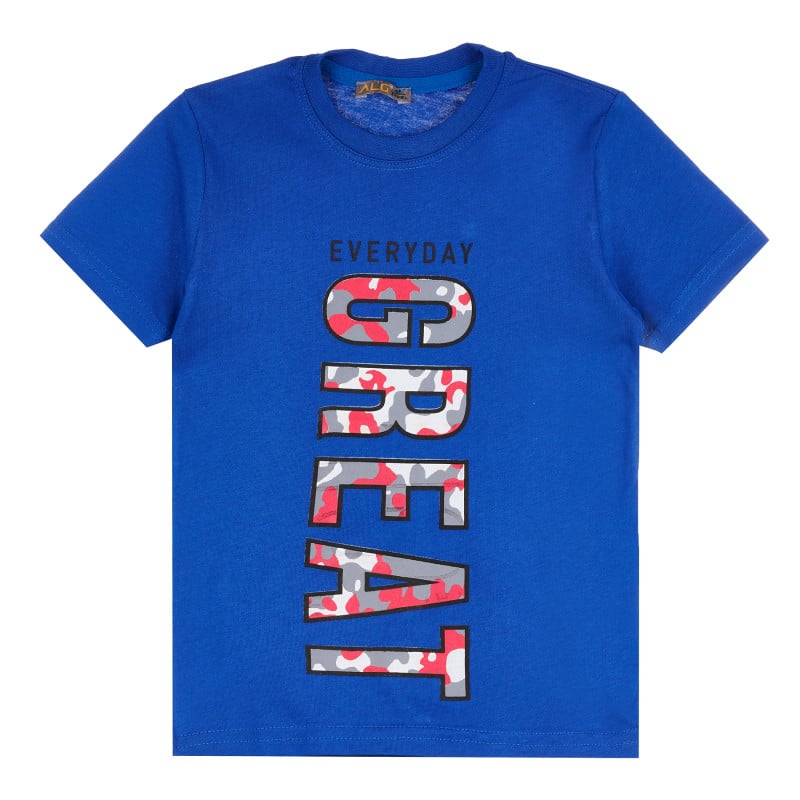 Памучна тениска Great за момче, синя  382244