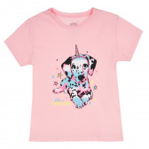 Памучна тениска Like a Unicorn за момиче, розова ALG 382252 