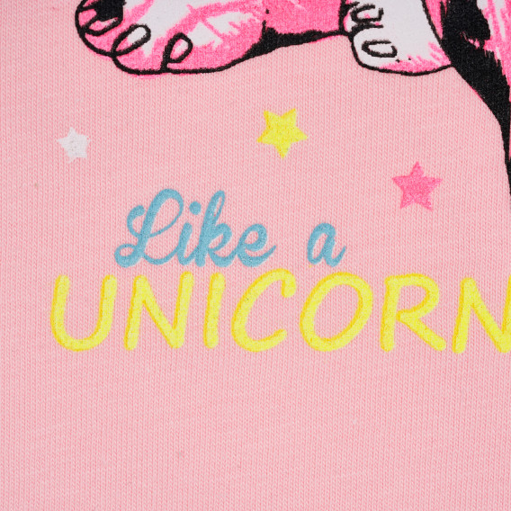 Памучна тениска Like a Unicorn за момиче, розова ALG 382254 3