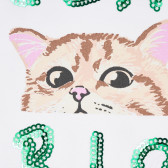 Памучна тениска с щампа на котета за момиче, бяла ALG 382262 3