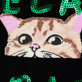 Памучна тениска с щампа на котета за момиче, черна ALG 382266 3