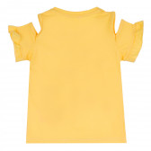 Памучна блуза с къс ръкав Love Is Real за момиче, жълта ALG 382287 4