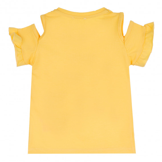 Памучна блуза с къс ръкав Love Is Real за момиче, жълта ALG 382287 4