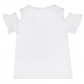 Памучна блуза с къс ръкав Love Is Real за момиче, бяла ALG 382299 4