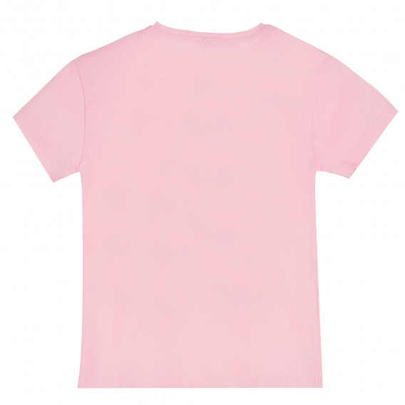 Памучна блуза с къс ръкав и весела брокатена щампа за момиче, розова ALG 382307 4