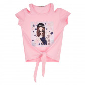 Памучна блуза с къс New York за момиче, розова ALG 382367 