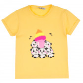 Памучна тениска с къс ръкав Ice Cream за момиче, жълта ALG 382375 