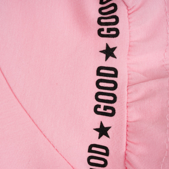 Памучна блуза с къс ръкав и романтична щампа за момиче, розова ALG 382417 3