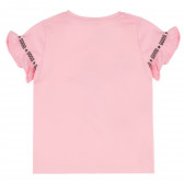Памучна блуза с къс ръкав и романтична щампа за момиче, розова ALG 382418 4