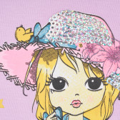 Памучна блуза с къс ръкав и романтична щампа за момиче, лилава ALG 382420 2