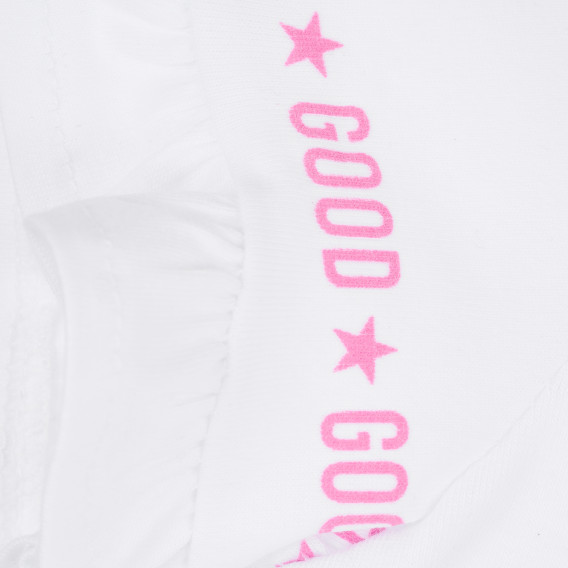 Памучна блуза с къс ръкав и романтична щампа за момиче, бяла ALG 382425 3