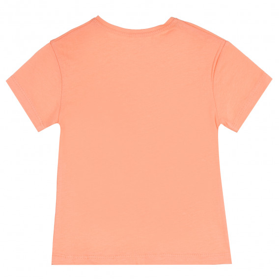 Памучна тениска с трицветни черешки за момиче, корал ALG 382438 4