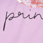 Памучна тениска с розово фламинго за момиче, лилава ALG 382449 3