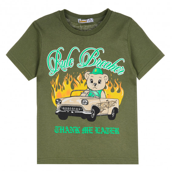Памучна тениска Rule Breaker за момче, зелена ALG 382471 