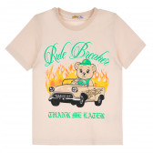 Памучна тениска Rule Breaker за момче, бежова ALG 382487 