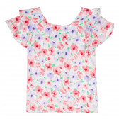Блуза с къс ръкав и къдрички, лилави и червени цветя ALG 382679 4