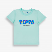 Тениска с преливащ надпис  за бебе, мента-органичен памук PIPPO&PEPPA 382783 