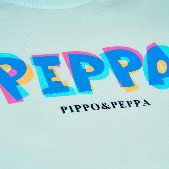 Тениска с преливащ надпис  за бебе, мента-органичен памук PIPPO&PEPPA 382784 2