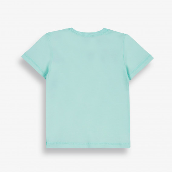 Тениска с преливащ надпис  за бебе, мента-органичен памук PIPPO&PEPPA 382786 4