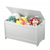 Детска ракла за съхранение на играчки и книжки, кутия с плавно затварящ се капак, 2 в 1 скрин и дървена пейка - WHITE Ginger Home 382994 