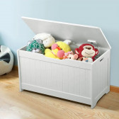 Детска ракла за съхранение на играчки и книжки, кутия с плавно затварящ се капак, 2 в 1 скрин и дървена пейка - WHITE Ginger Home 383003 12