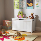 Детска ракла за съхранение на играчки и книжки, кутия с плавно затварящ се капак, 2 в 1 скрин и дървена пейка - WHITE Ginger Home 383006 15