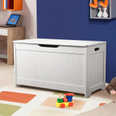 Детска ракла за съхранение на играчки и книжки, кутия с плавно затварящ се капак, 2 в 1 скрин и дървена пейка - WHITE Ginger Home 383007 16
