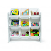 Етажерка с 9 кутии за съхранение, органайзер за играчки и книжки от дърво - WHITE Ginger Home 383009 2