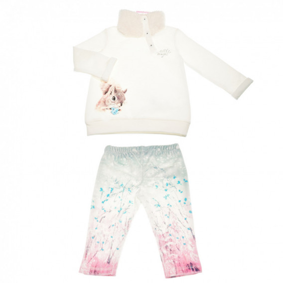Памучен комплект от шарен клин и блуза за бебе момиче Chicco 38301 