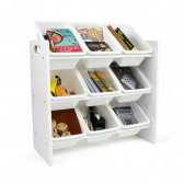 Етажерка с 9 кутии за съхранение, органайзер за играчки и книжки от дърво - WHITE Ginger Home 383011 4