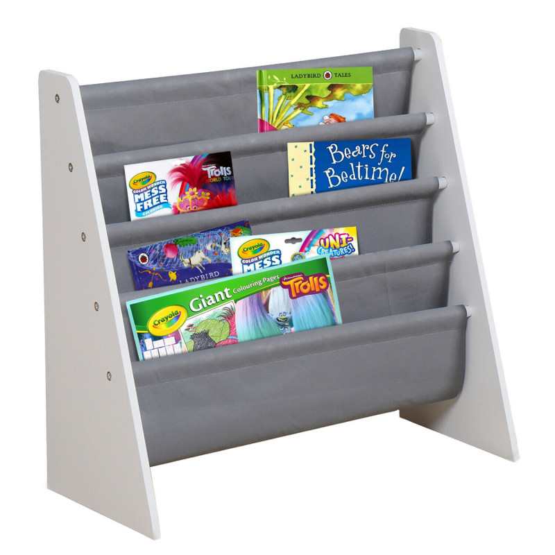 Детска етажерка за книги и играчки, органайзер-WHITE/GREY  383017