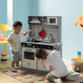 Детска дървена кухня със звук и светлина в сиво и бяло Ginger Home 383195 16