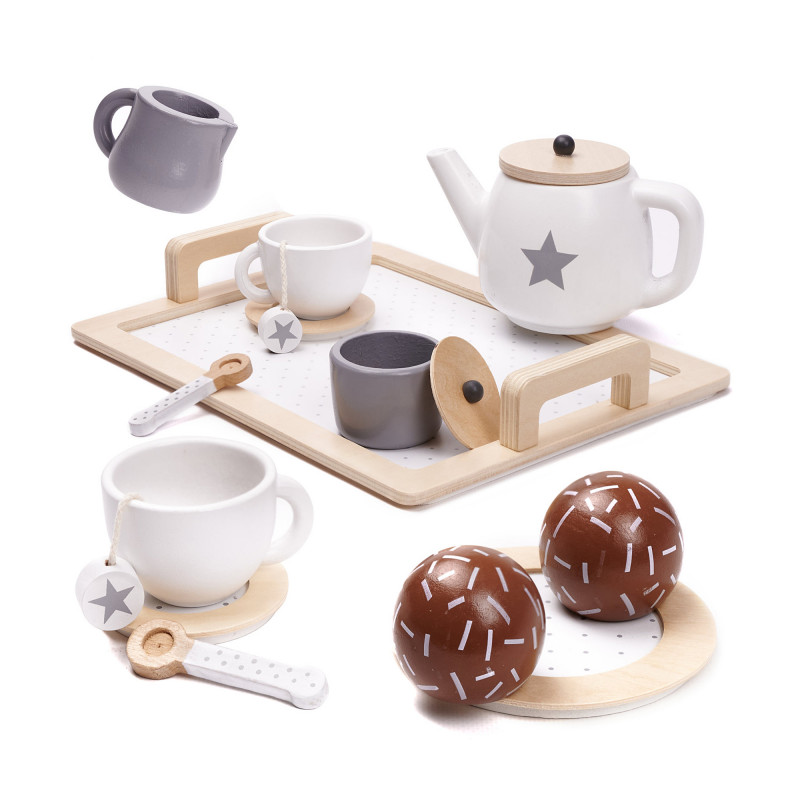 Ginger Home Детски дървен комплект за кафе и чай за момиче Детският ...