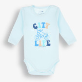 Бебешко боди с дълъг ръкав City Life,синьо-органичен памук PIPPO&PEPPA 383419 