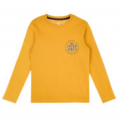 Памучна блуза с името на бранда, жълта Jack & Jones junior 383435 