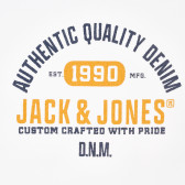 Памучна блуза с името на бранда, бяла Jack & Jones junior 383444 2